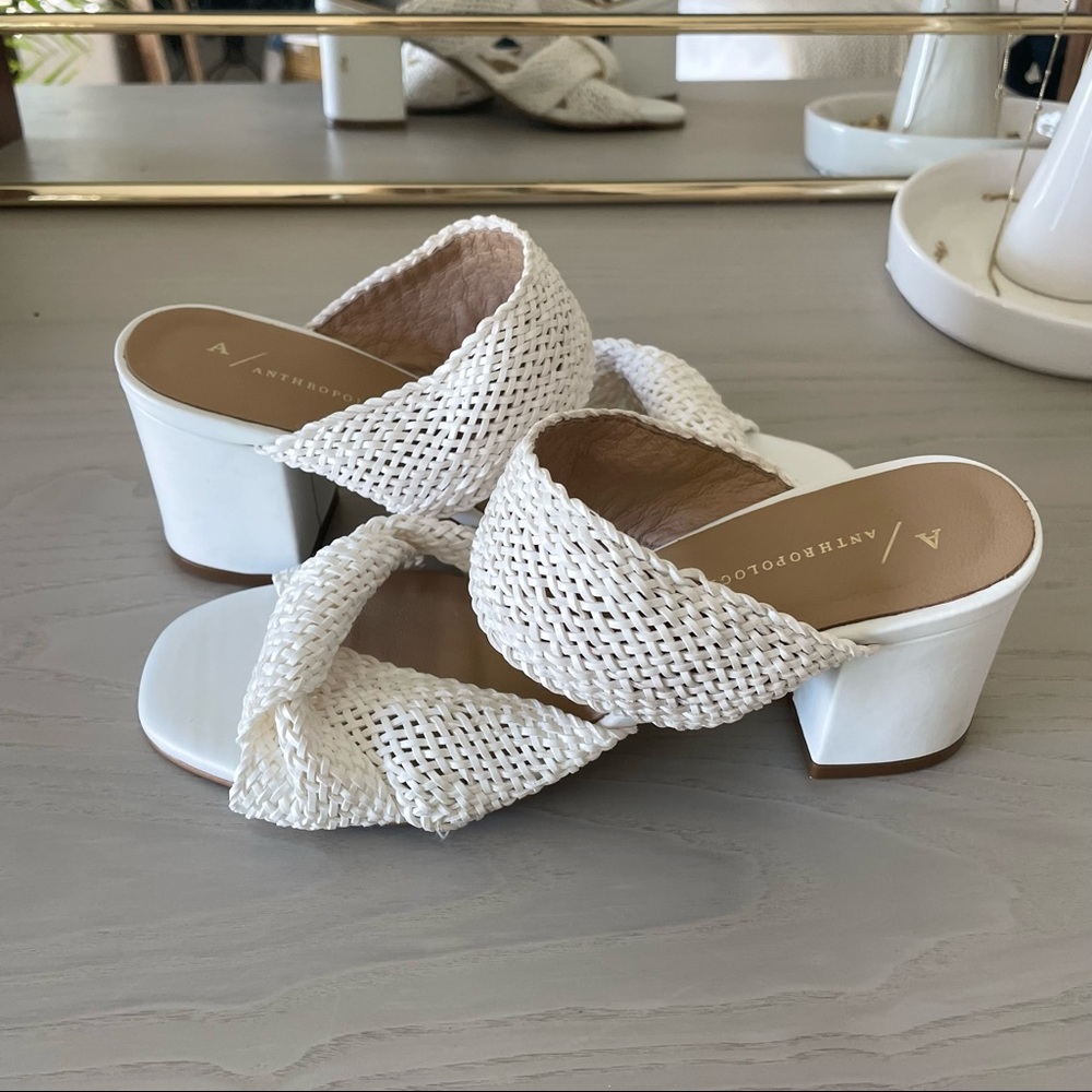 White Crocheted Block Heel from Anthropologie